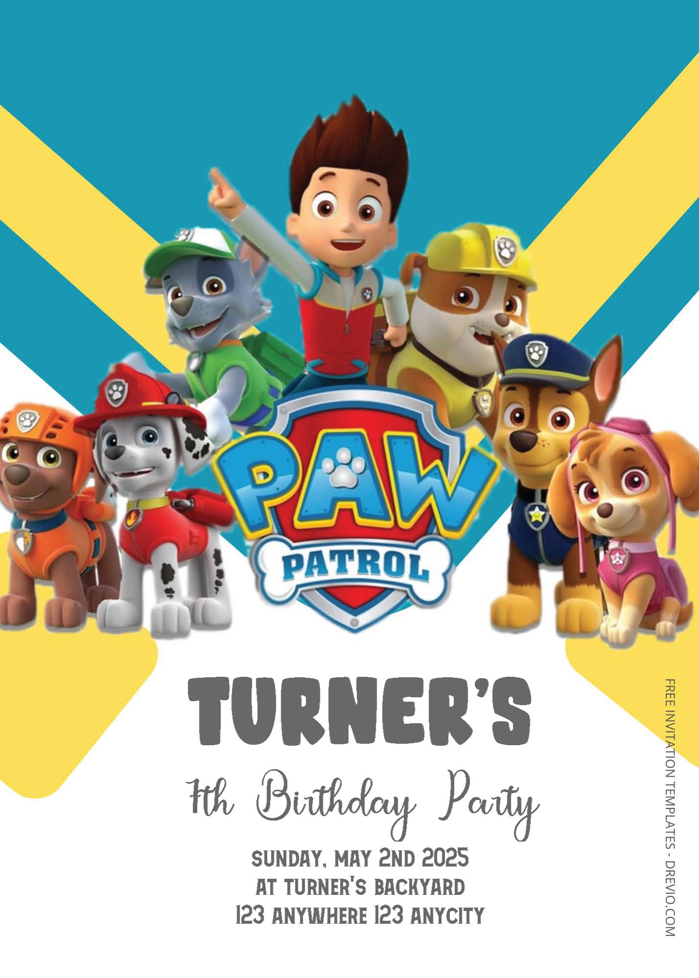 ( Free Editable PDF ) Paw Patrol Birthday Invitation Templates One ...