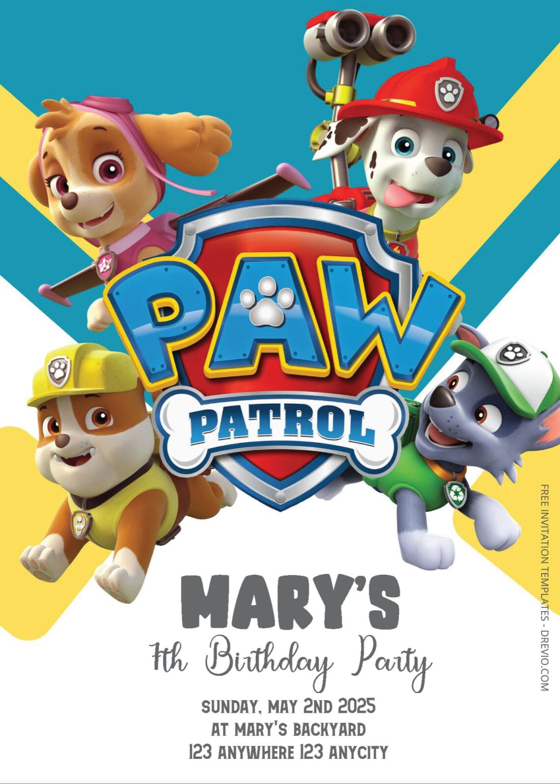 ( Free Editable PDF ) Paw Patrol Birthday Invitation Templates Three ...