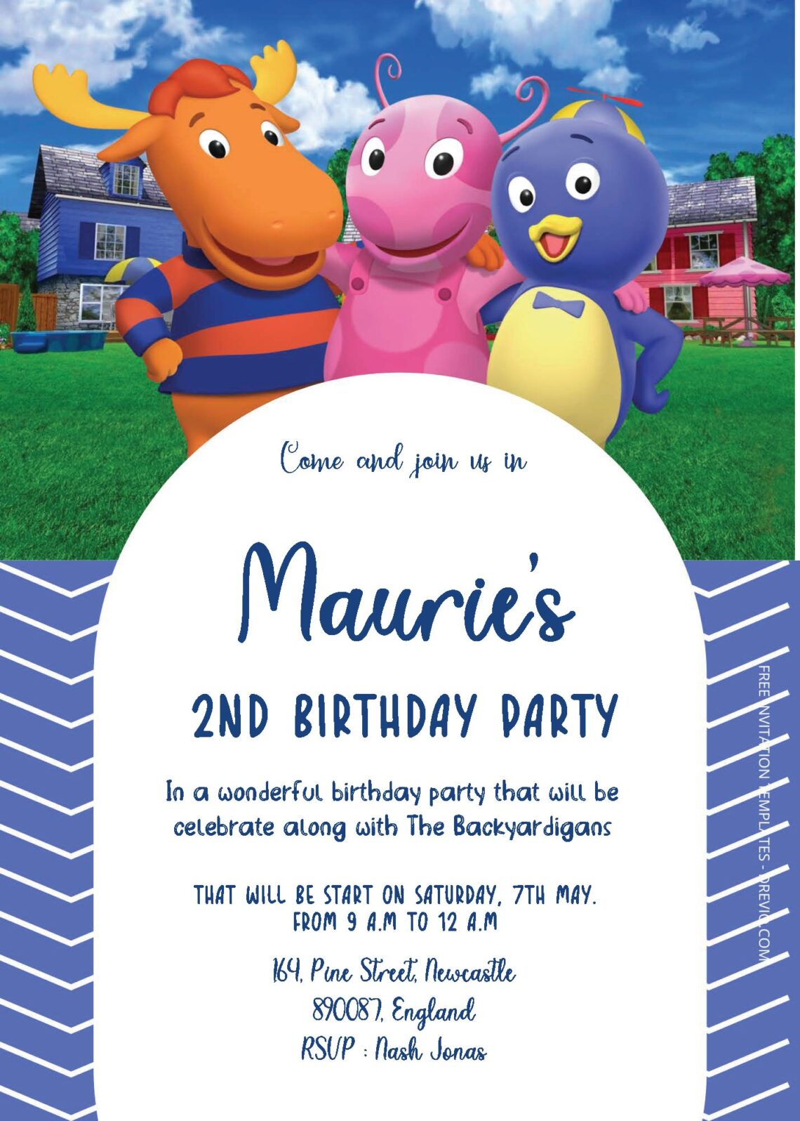 ( Free Editable PDF ) The Backyardigans Birthday Invitation Templates One