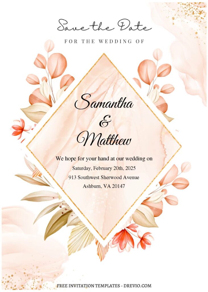 (Free Editable PDF) Botanical Wedding Invitation Templates C