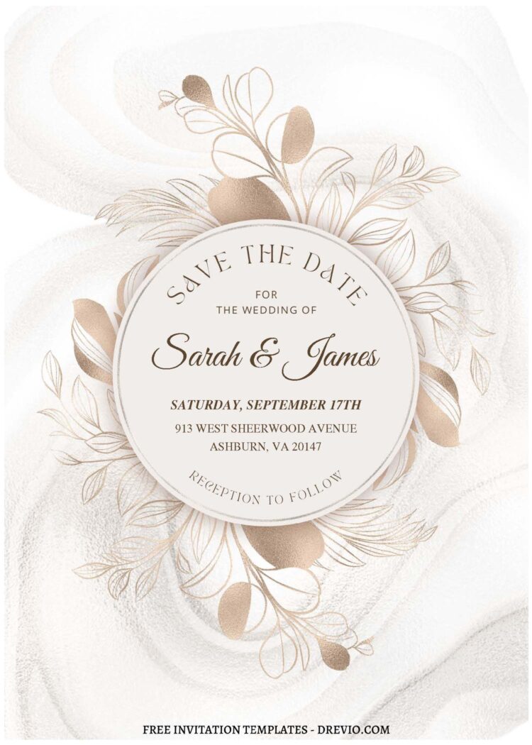 (Free Editable PDF) Rustic Glitter Gold & Floral Wedding Invitation ...