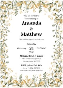 (Free Editable PDF) Breathtakingly Elegant Greenery Wedding Invitation ...