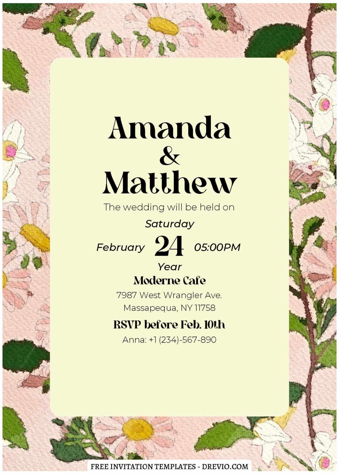 (Free Editable PDF) Hello Spring Floral Wedding Invitation Templates with gorgeous white magnolia