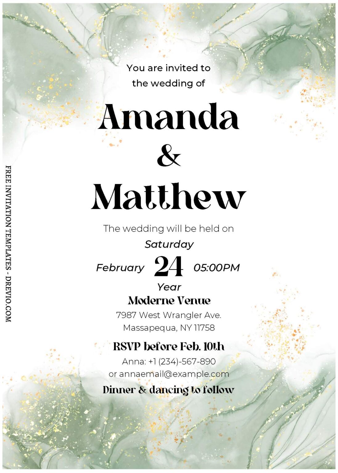 (Free Editable PDF) Classy Marble Wedding Invitation Templates ...