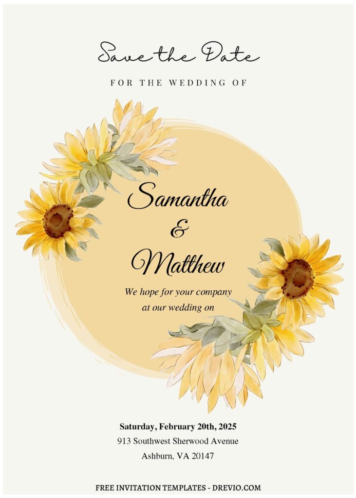 Invitation Template of (Free Editable PDF) Striking Serene Sunflower Wedding Invitation Templates 3