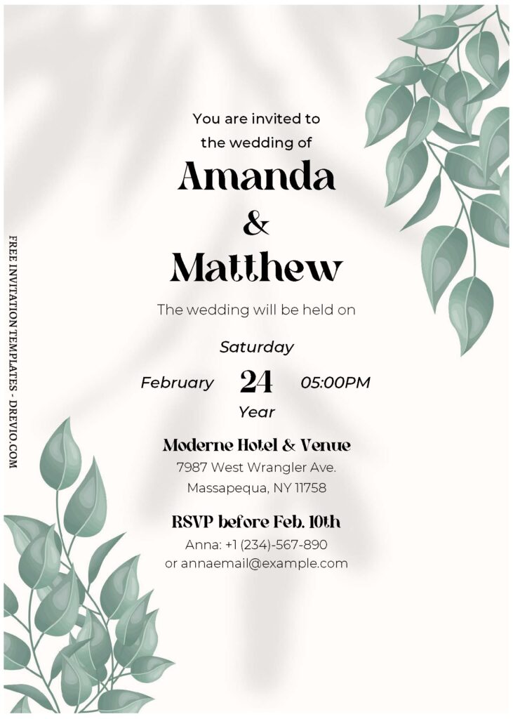 Invitation Template of (Free Editable PDF) Botanical Bliss Wedding Invitation Templates 3