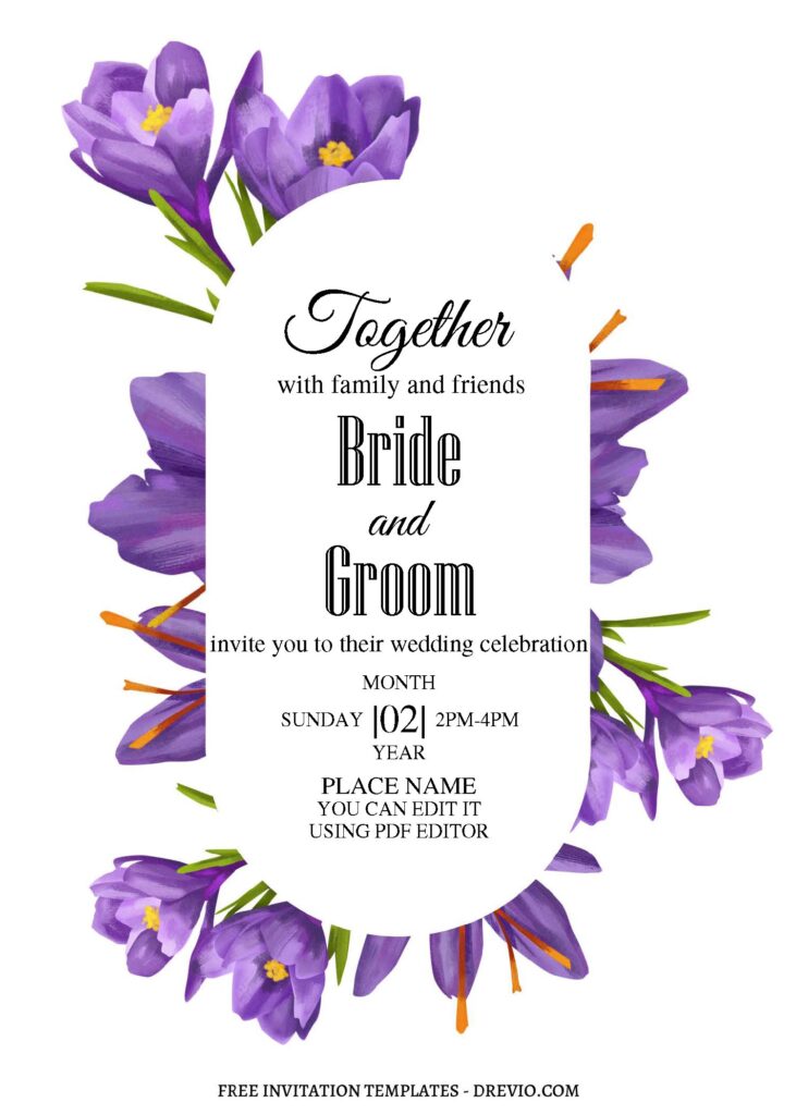 (Free Editable PDF) Bright Watercolor Floral Wedding Invitation Templates C