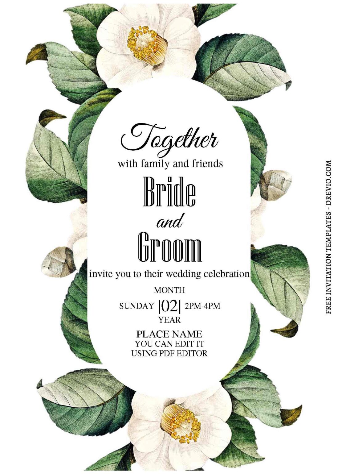 (Free Editable PDF) Bright Watercolor Floral Wedding Invitation ...
