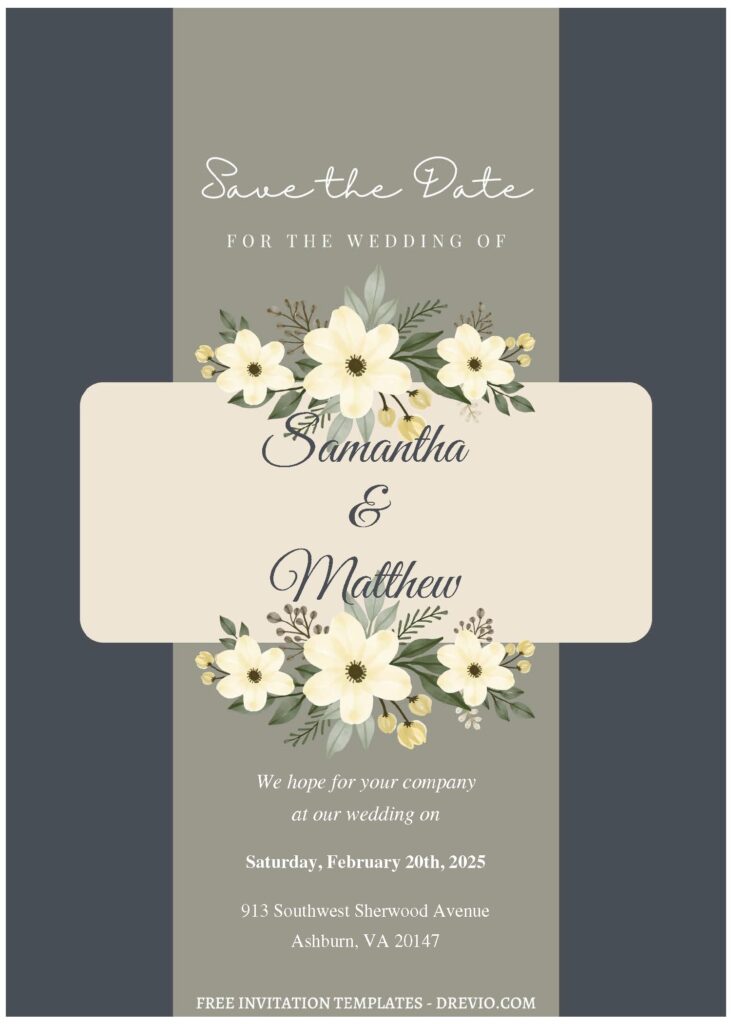 (Free Editable PDF) Moody Romantic Spring Floral Wedding Invitation Templates A