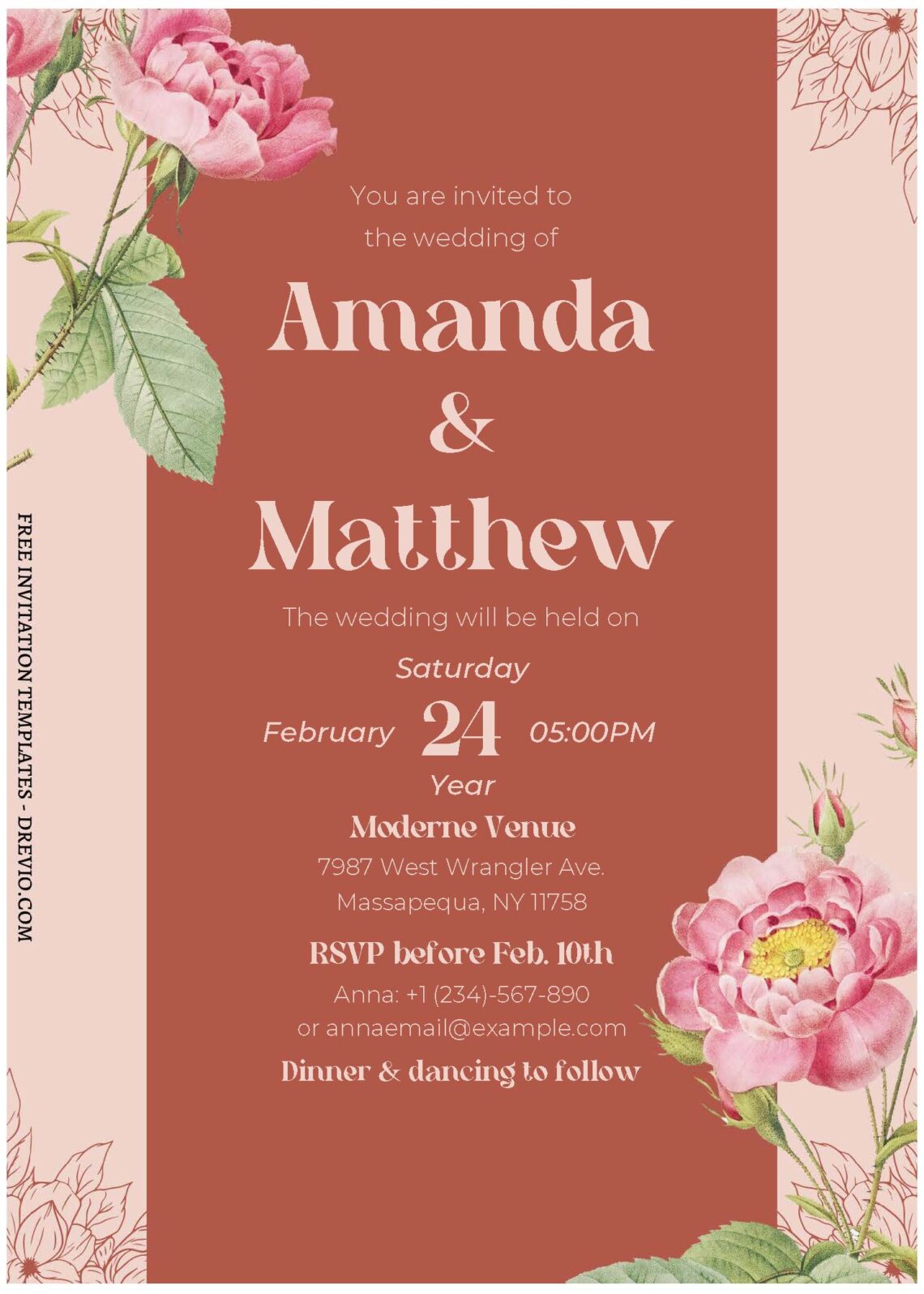 (Free Editable PDF) Peony Garden Wedding Invitation Templates ...