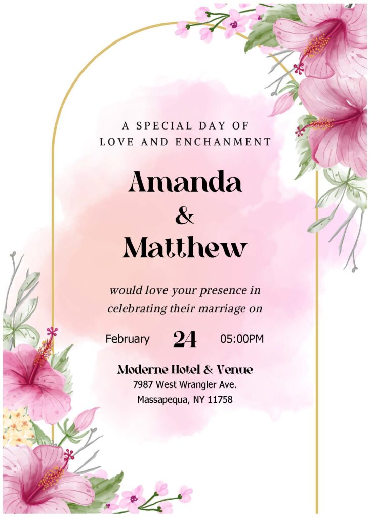 Invitation Template of (Free Editable PDF) Enchanting Pink Blossom Wedding Invitation Templates 2