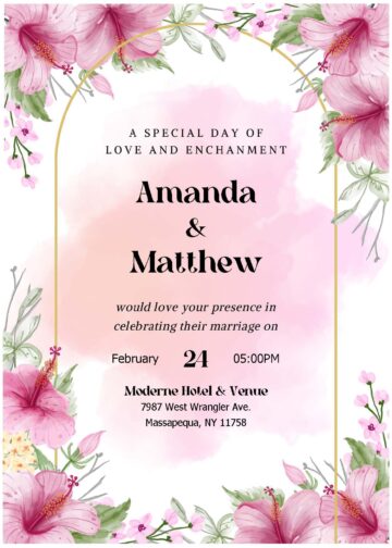 (Free Editable PDF) Enchanting Pink Blossom Wedding Invitation ...