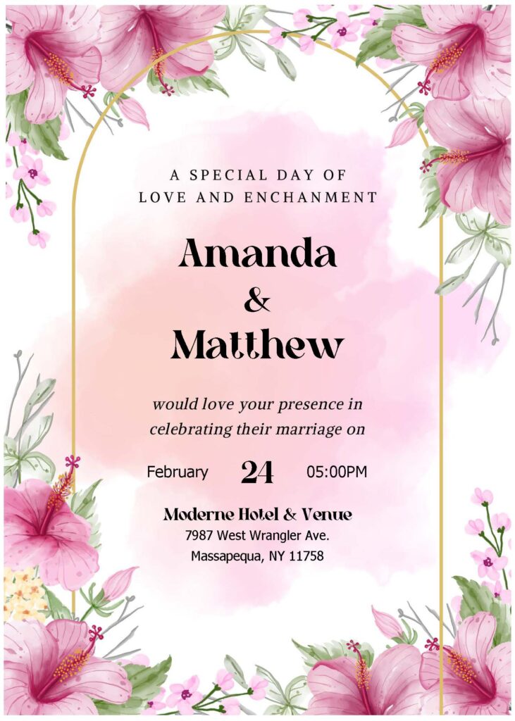 Invitation Template of (Free Editable PDF) Enchanting Pink Blossom Wedding Invitation Templates 1