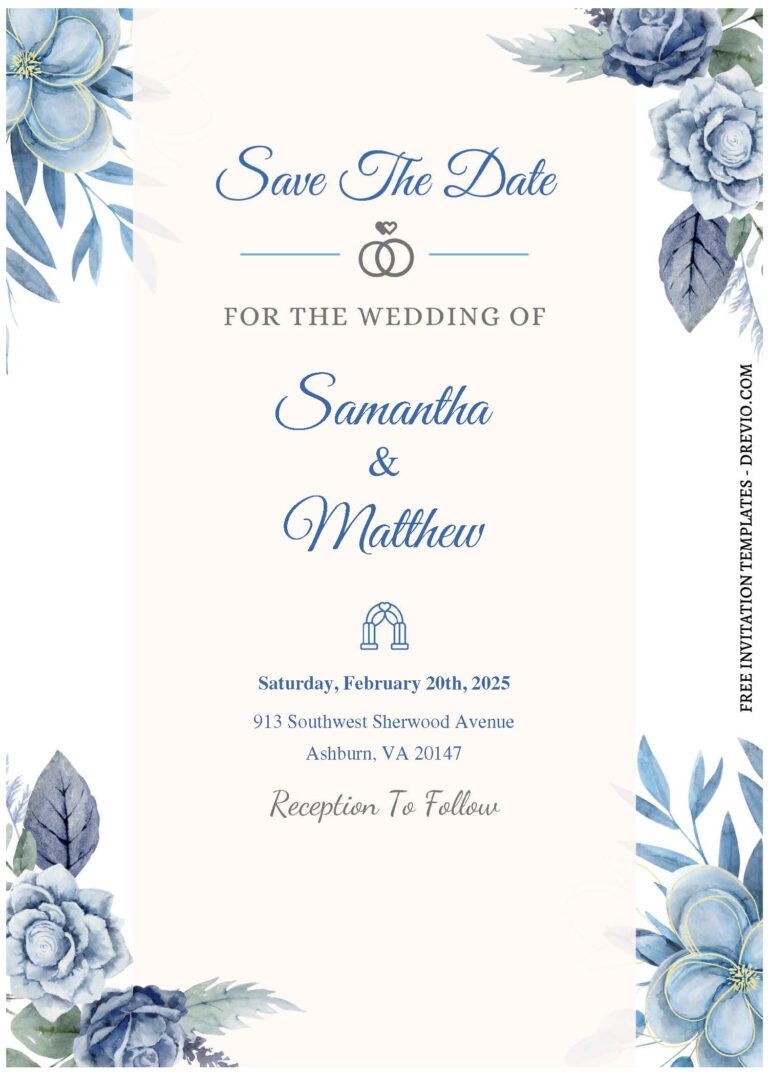 (Free Editable PDF) Dreamy Watercolor Purple & Blue Floral Wedding ...