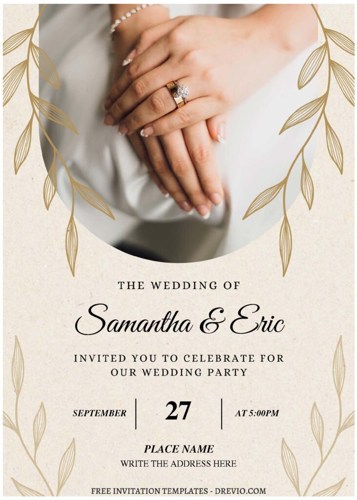 (Free Editable PDF) Minimalist Greenery Wedding Invitation Templates C