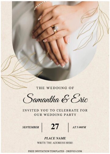 (Free Editable PDF) Minimalist Greenery Wedding Invitation Templates ...