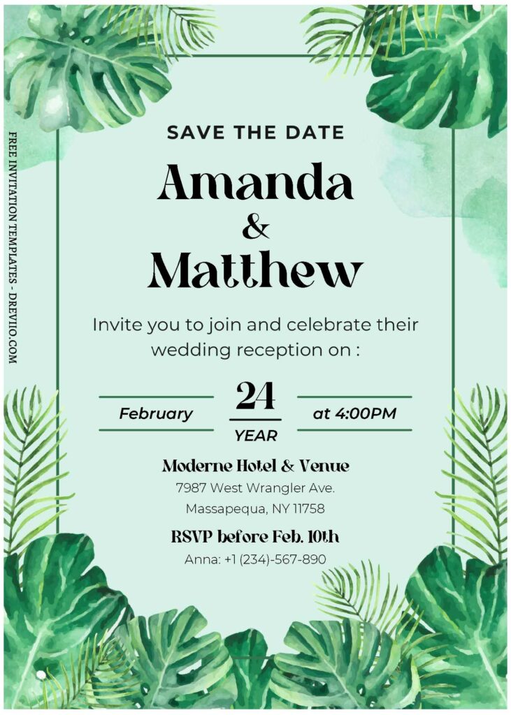 Invitation Template of (Free Editable PDF) Dreamy Greenery Elegance Wedding Invitation Templates 1