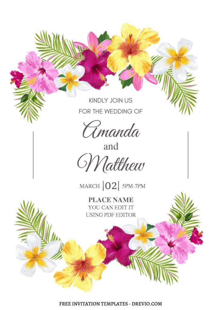 Invitation Template of (Free Editable PDF) Summer Crown Wedding Invitation Templates 1