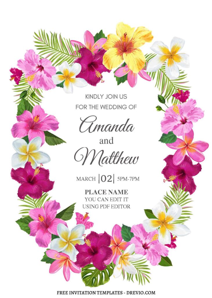 (Free Editable PDF) Summer Crown Wedding Invitation Templates A