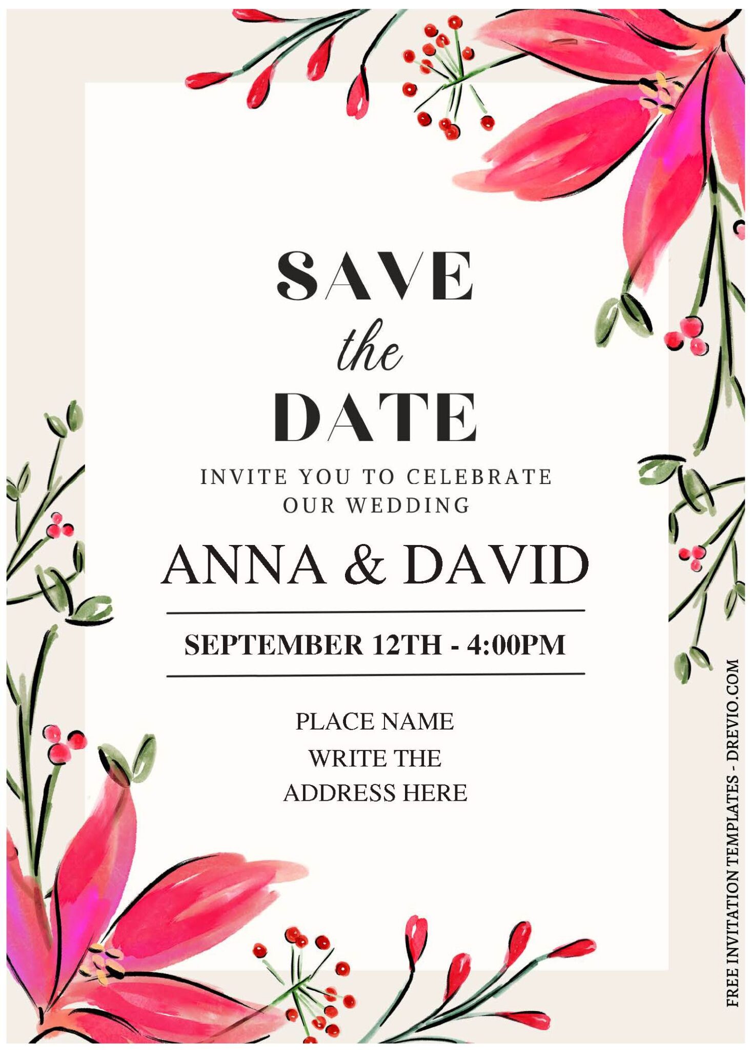 (Free Editable PDF) Watercolor Autumn Garden Wedding Invitation ...