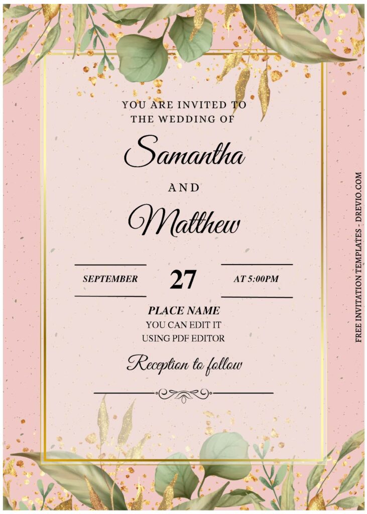 Invitation Template of (Free Editable PDF) Picturesque Vintage Greenery Wedding Invitation Templates 2