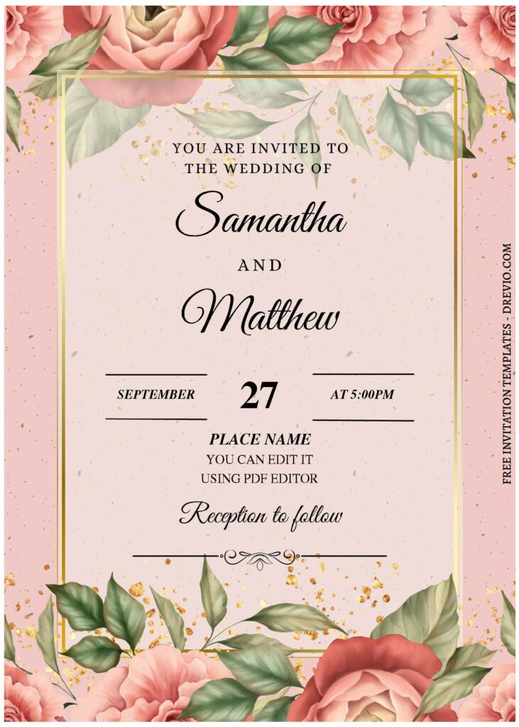 Invitation Template of (Free Editable PDF) Picturesque Vintage Greenery Wedding Invitation Templates 1