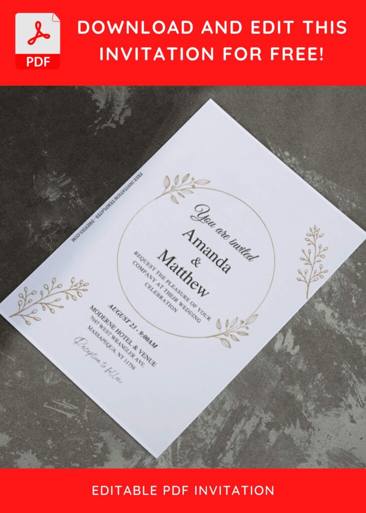 Invitation Template of (Free Editable PDF) Minimalist Wedding Invitation Templates 10