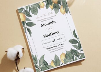 (Free Editable PDF) Botanical Countryside Wedding Invitation Templates
