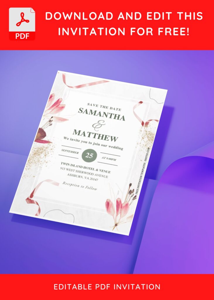 (Free Editable PDF) Eco-Luxe Wedding Invitation Templates J