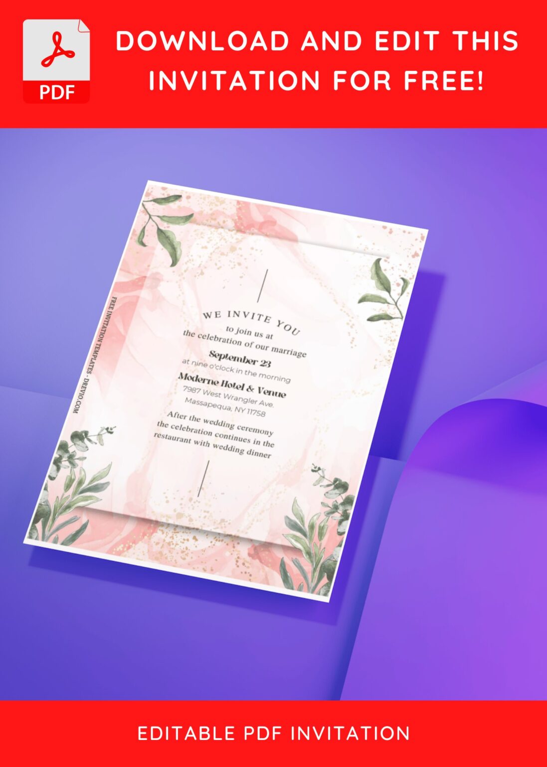 (Free Editable PDF) Whimsical Chinoiserie Wedding Invitation Templates ...