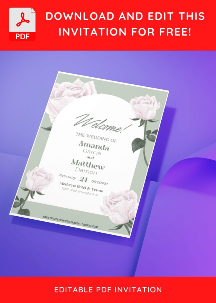 Invitation Template of (Free Editable PDF) Modern Minimal Tulip Wedding Invitation Templates 5