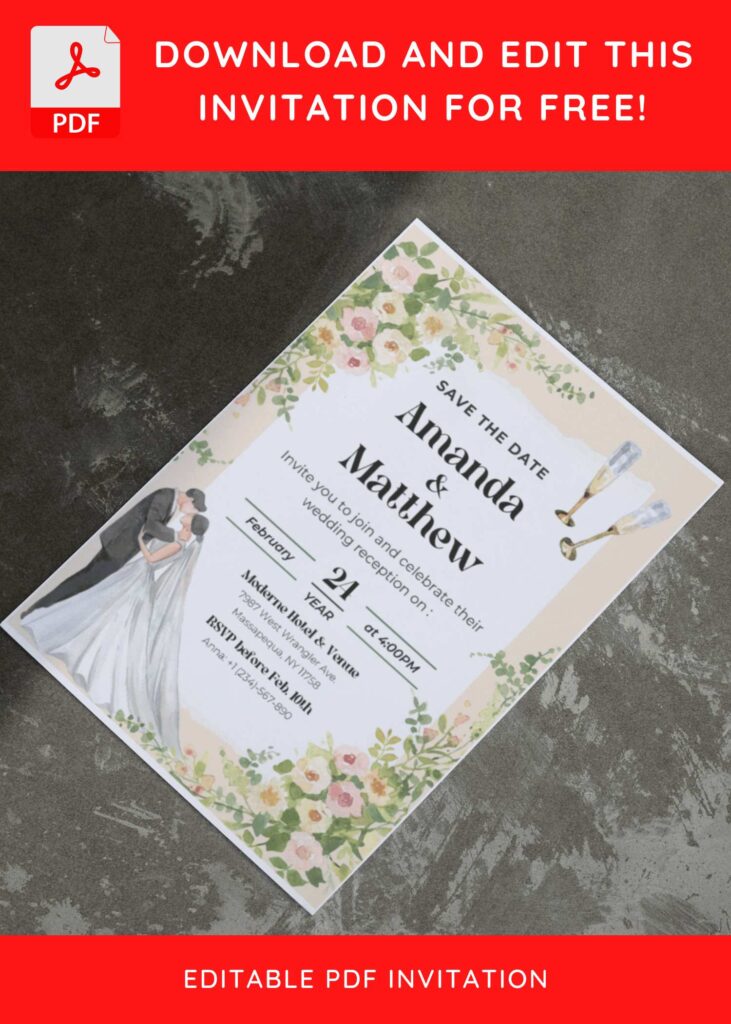 Invitation Template of (Free Editable PDF) Blossoming Garden Nuptial Wedding Invitation Templates 5