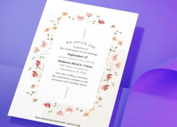 (Free Editable PDF) Muted Floral Wedding Invitation Templates J