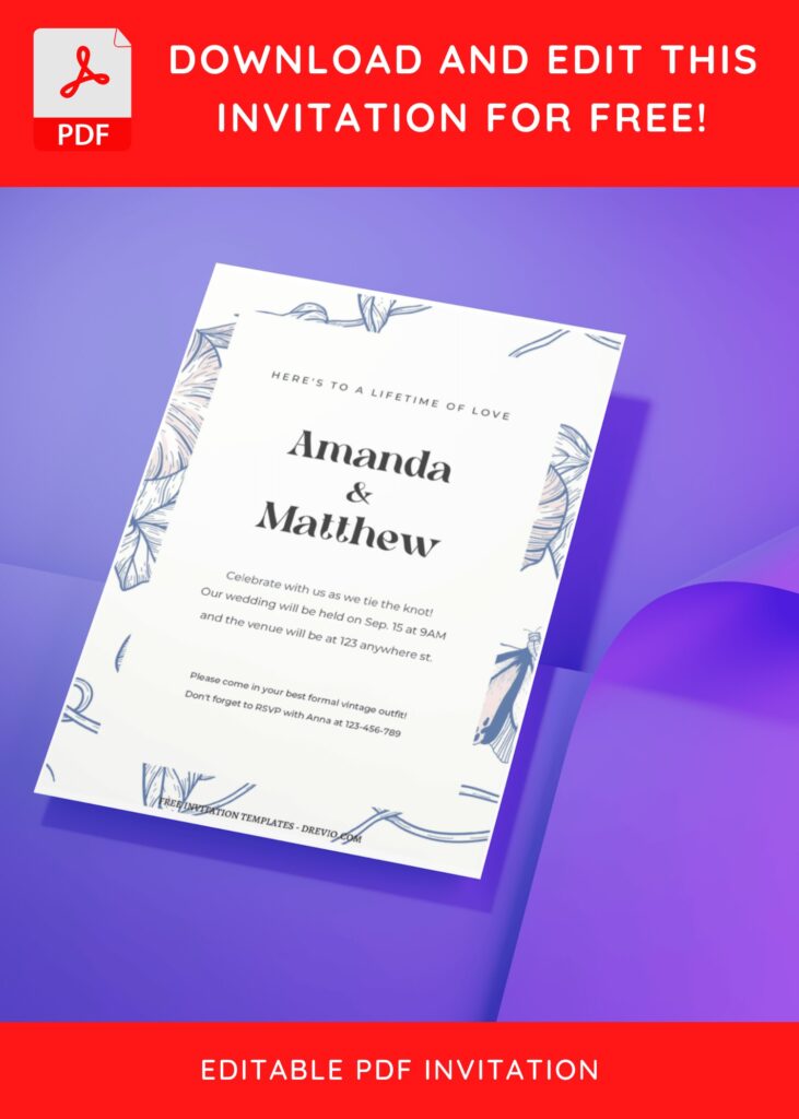 Invitation Template of (Free Editable PDF) Soft Blue Floral Wedding Invitation Templates 10