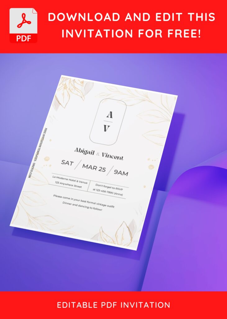 Invitation Template of (Free Editable PDF) Classy Monogram Wedding Invitation Templates 5