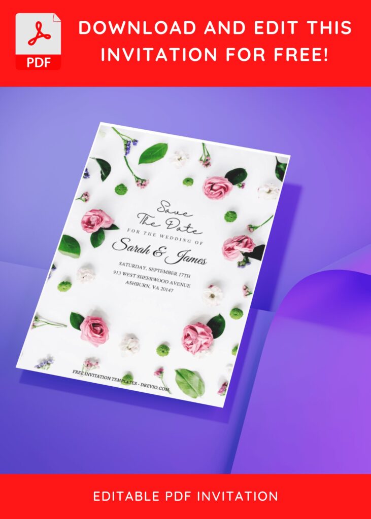 Invitation Template of (Free Editable PDF) Romantic Garden Of Roses Wedding Invitation Templates 5