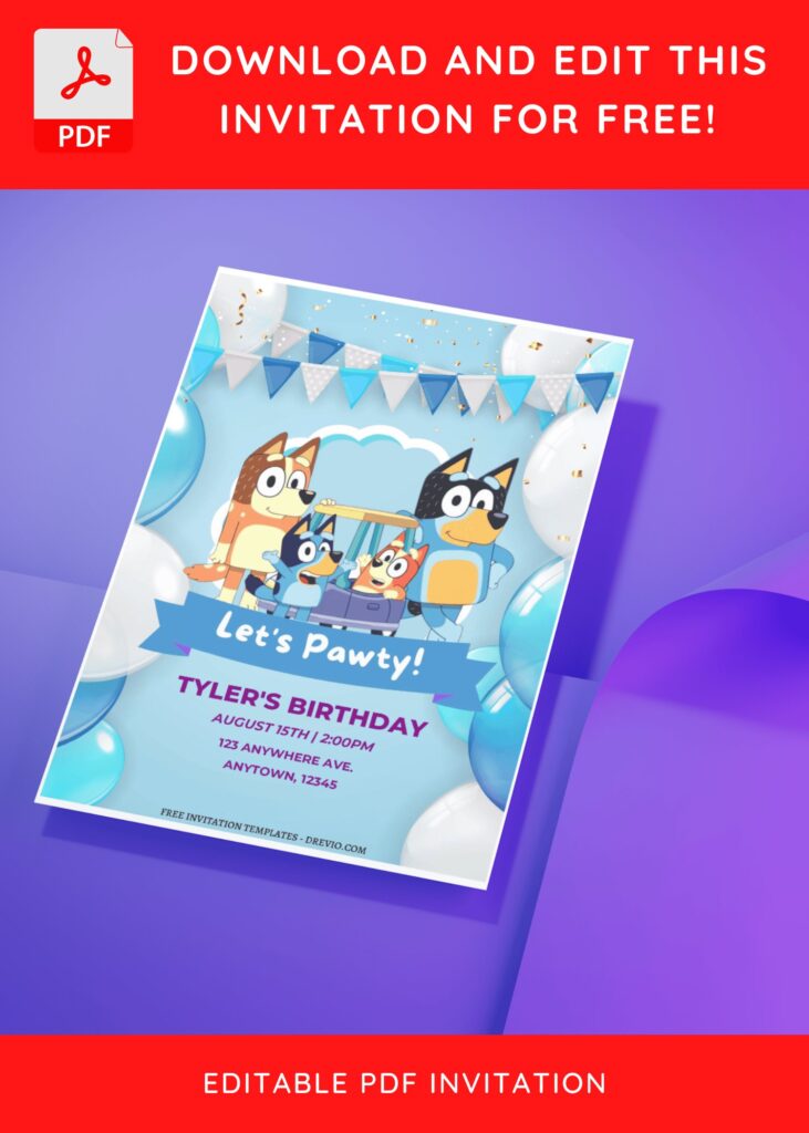 Invitation Template of (Free Editable PDF) Bluey's Adventure Birthday Invitation Templates 2