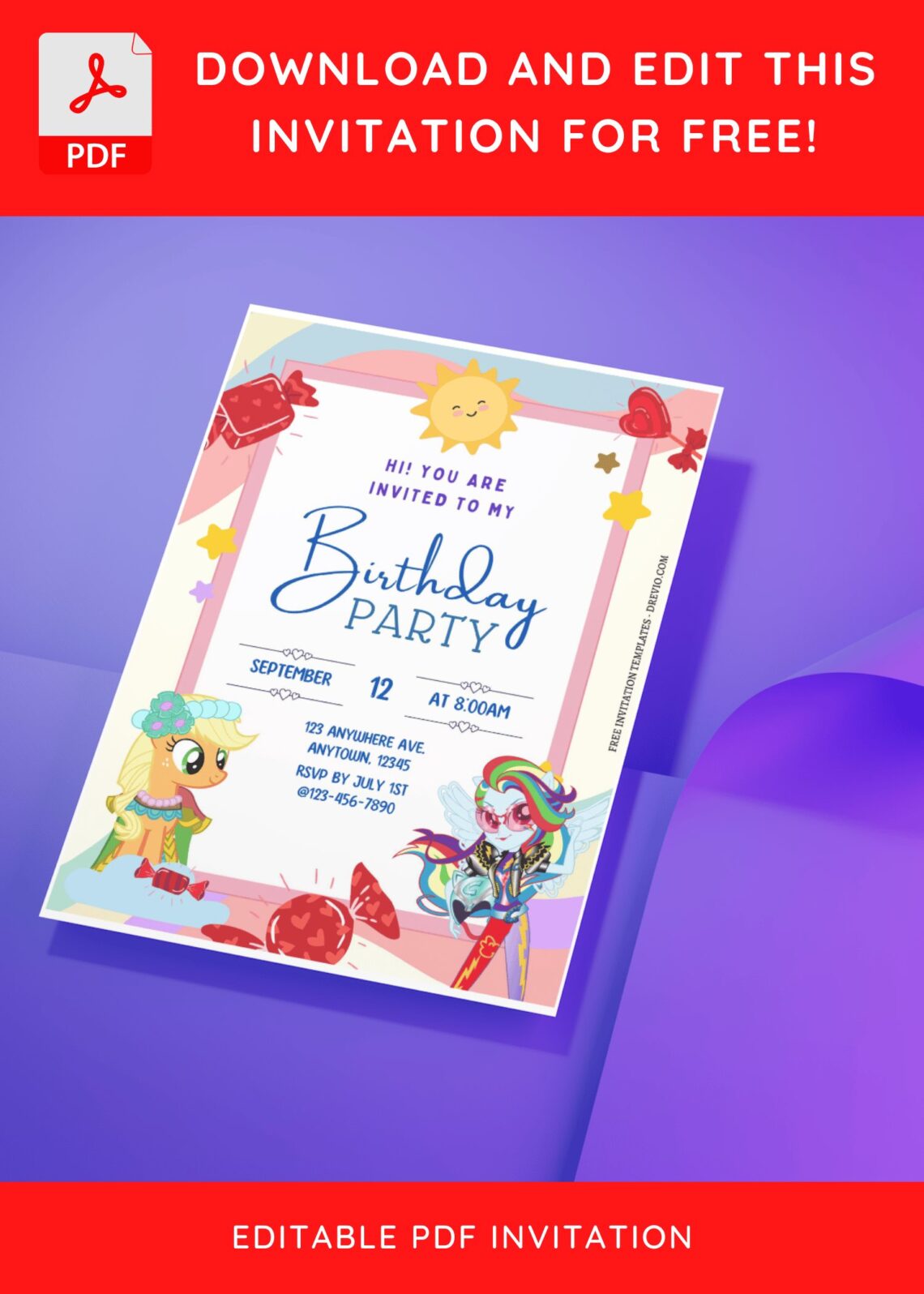 (Free Editable PDF) Delightful My Little Pony Candyland Birthday ...