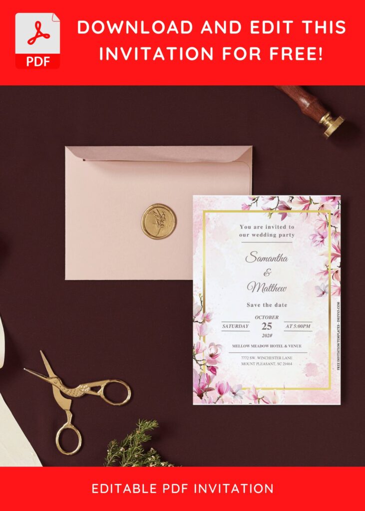 (Free Editable PDF) Floral Extravaganza Wedding Invitation Templates I