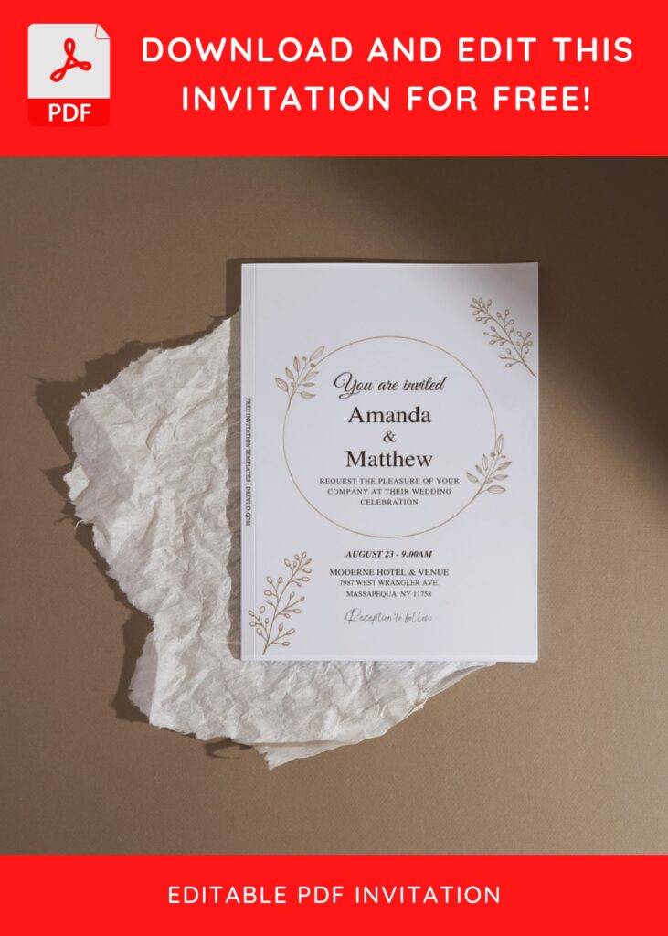 Invitation Template of (Free Editable PDF) Minimalist Wedding Invitation Templates 9