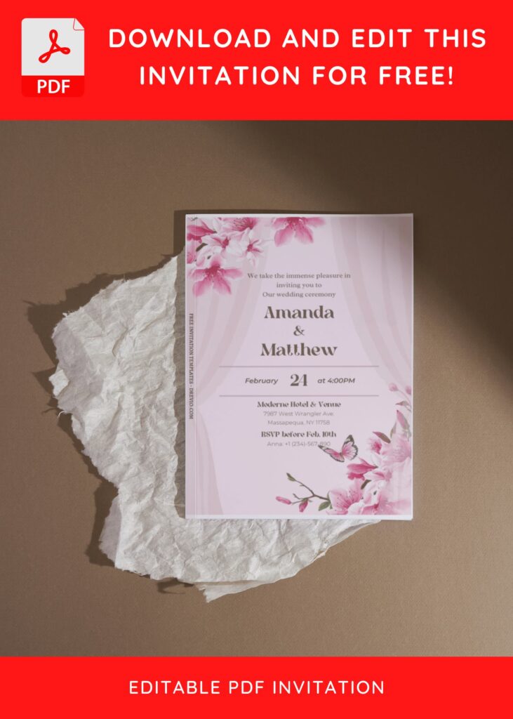 Invitation Template of (Free Editable PDF) Beige Minimalist Floral Wedding Invitation Templates 2