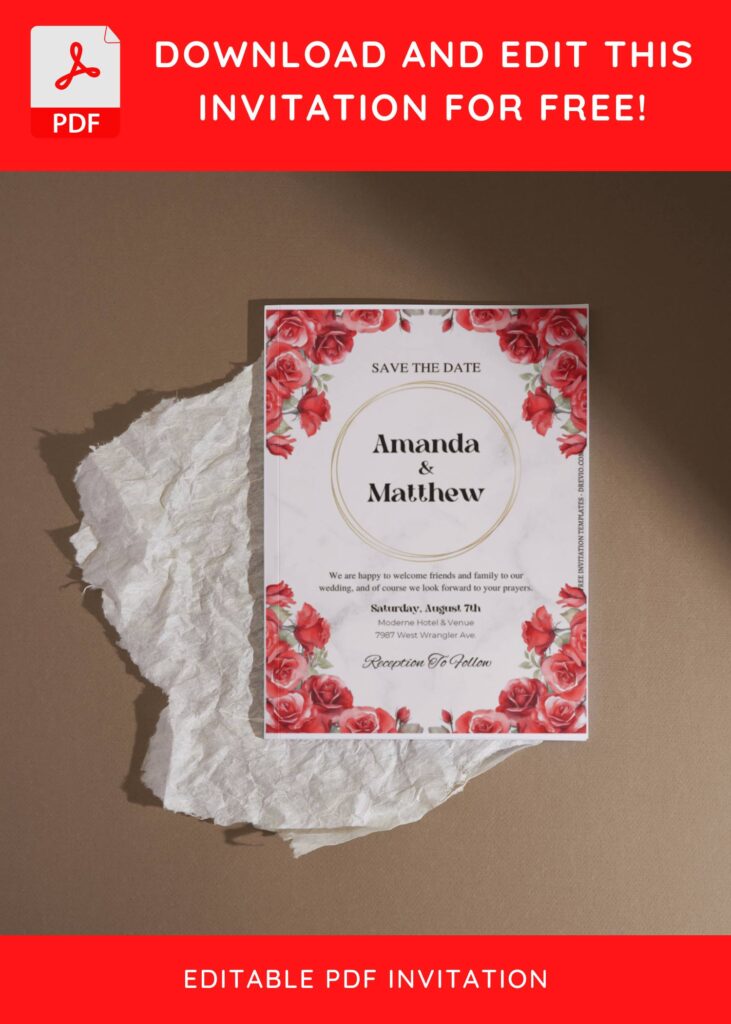 (Free Editable PDF) Awe-inspiring Rose Wedding Invitation Templates with rose and magnolia