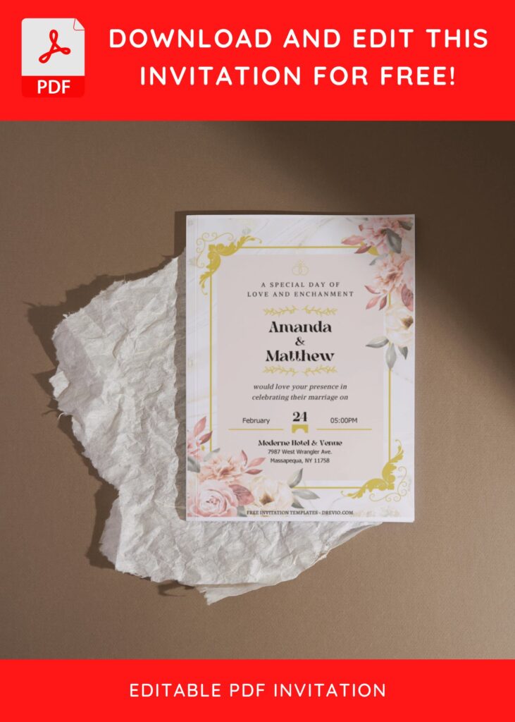 Invitation Template of (Free Editable PDF) Classy Vintage Garden Wedding Invitation Templates 5