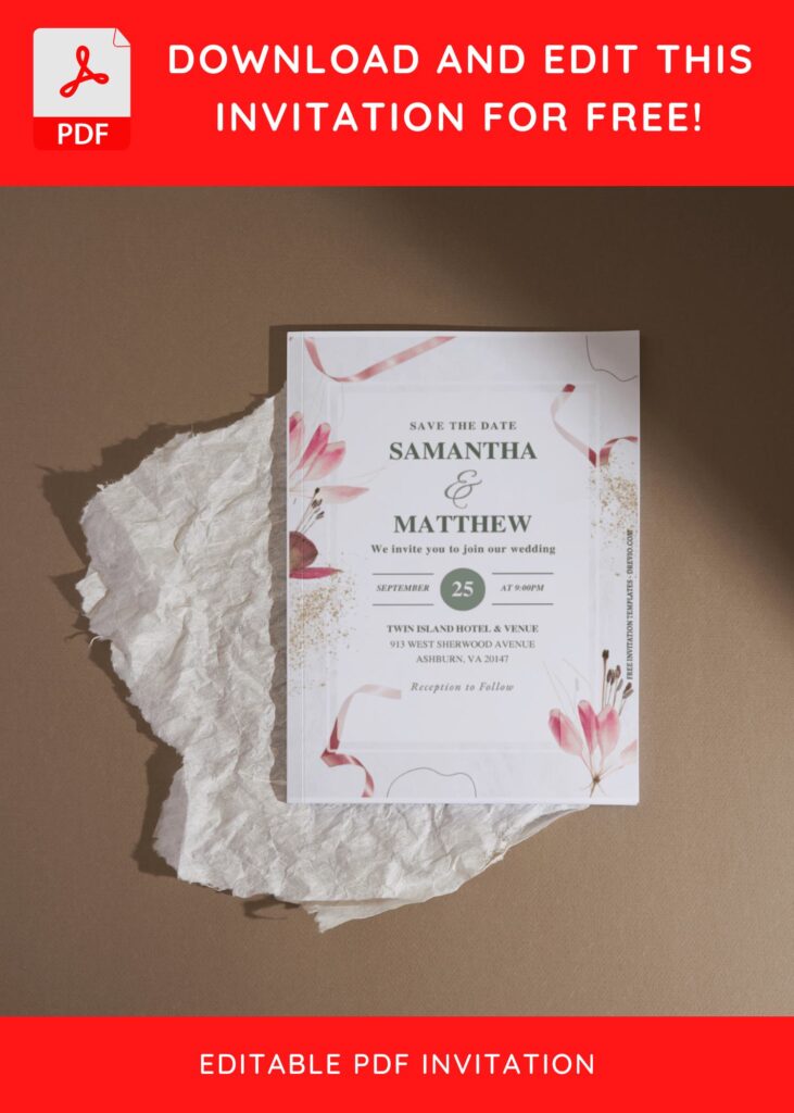 (Free Editable PDF) Eco-Luxe Wedding Invitation Templates with tulip floral decorations