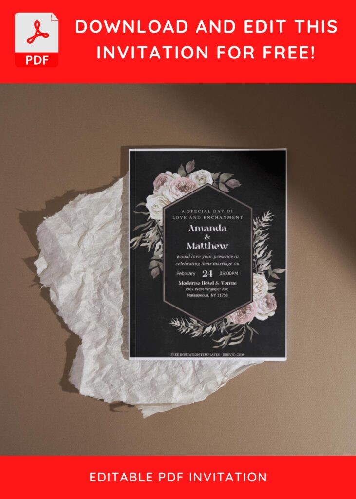 Invitation Template of (Free Editable PDF) Exquisite Romantic Winter Wedding Invitation Templates 5