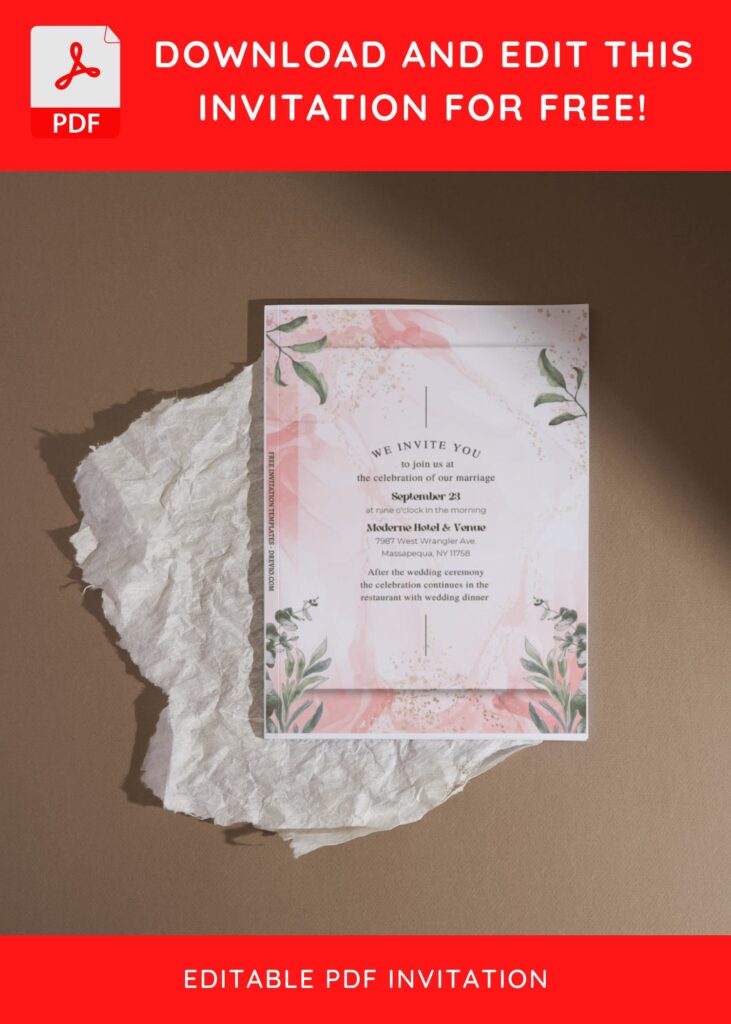 (Free Editable PDF) Whimsical Chinoiserie Wedding Invitation Templates I