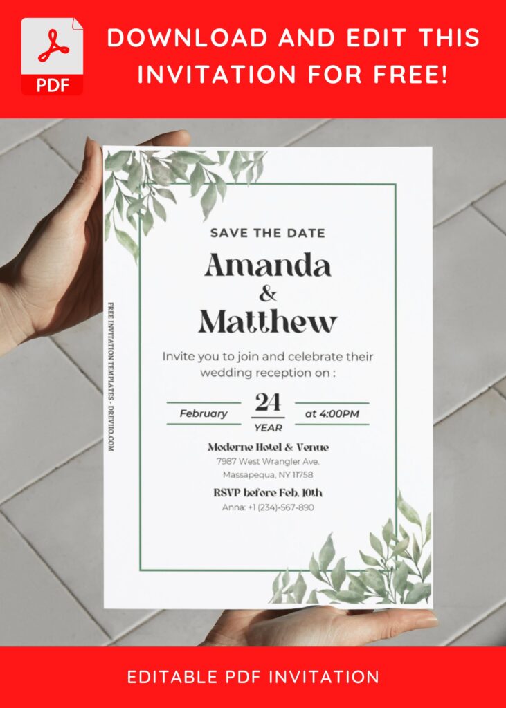 Invitation Template of (Free Editable PDF) Refreshing Botanical Summer Wedding Invitation Templates 10