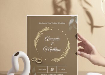 (Free Editable PDF) Refined Greenery Wedding Invitation Templates I
