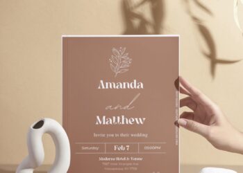 (Free Editable PDF) Minimalist Hand Lettered Wedding Invitation Templates