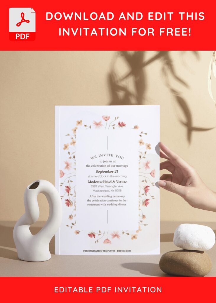 Invitation Template of (Free Editable PDF) Muted Floral Wedding Invitation Templates 5